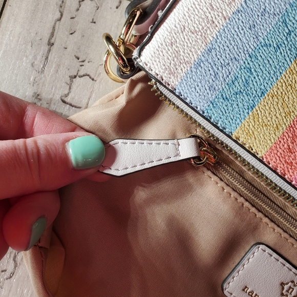 Nanette Lepore Pastel Rainbow Striped Patterned Shoulder Bag Size Small NWOT - Picture 12 of 16